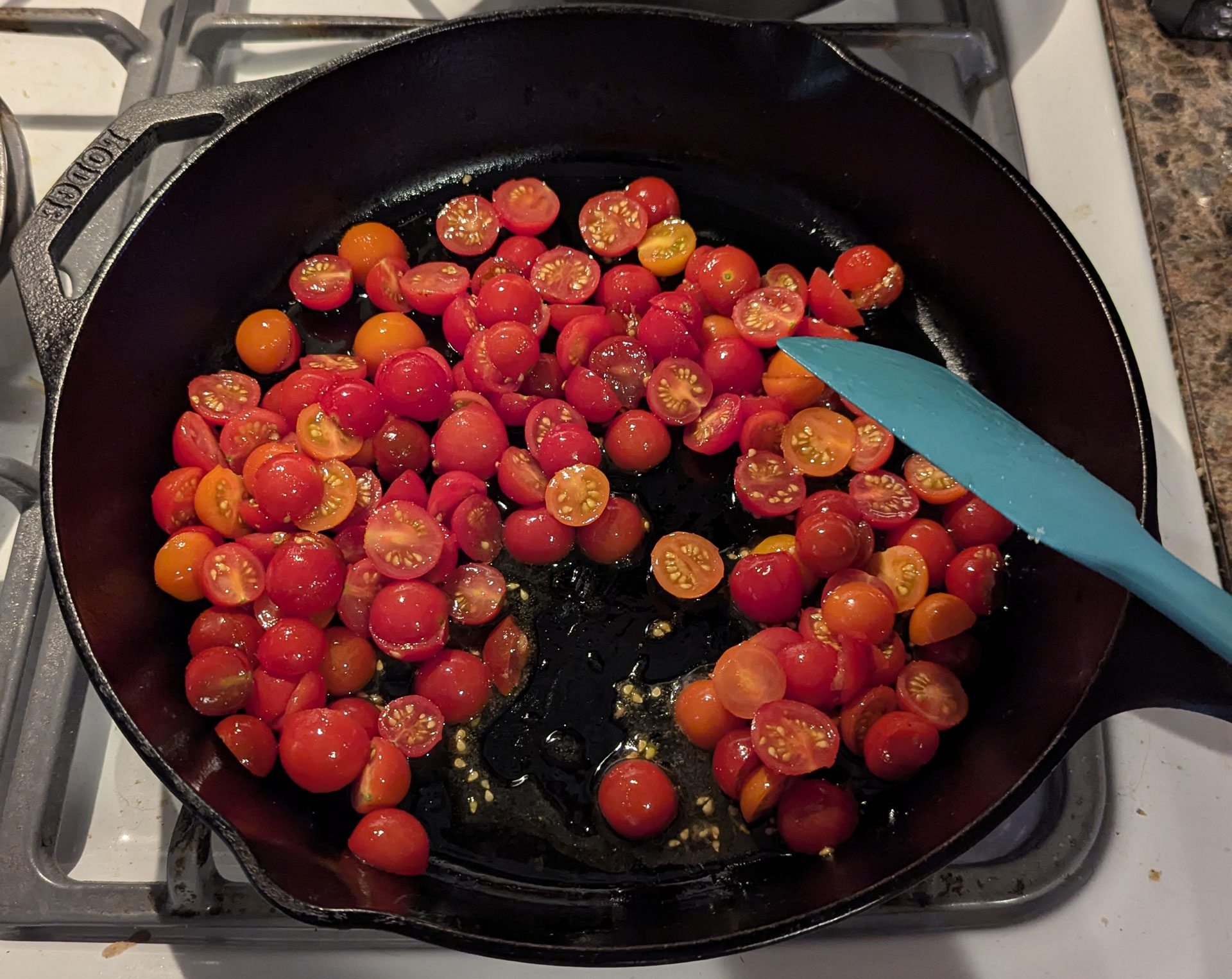 The tomatoes are cooking